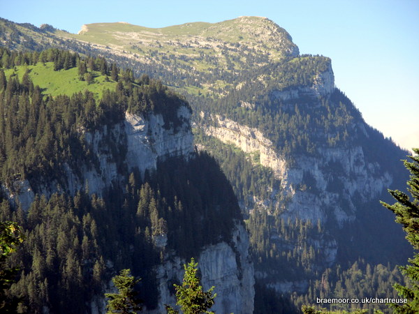 Photograph of the cliffs of Perquelin and Dent de Crolles from the south