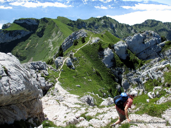 Photograph of above the final scree-covered ascent on the Lance Sud de Malissard