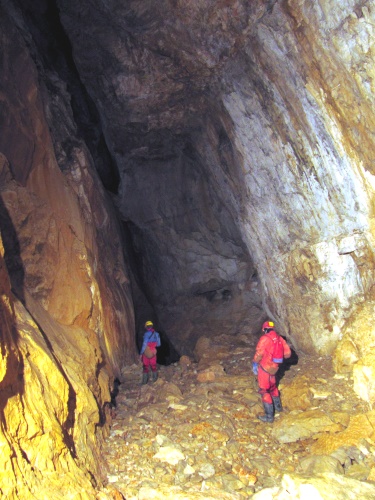 Photograph of Climber's Chamber in the Guiers Mort in the Grotte Guiers Mort, Dent de Crolles