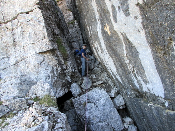 Photograph of the entry into the Z-Couloir from below