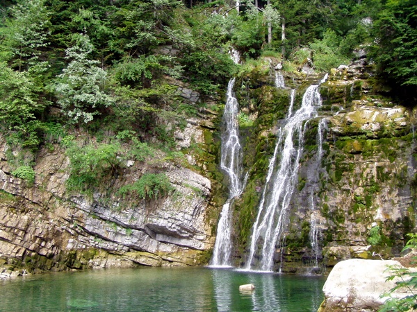 Photograph of a waterfall on the Cernon, Mont Granier