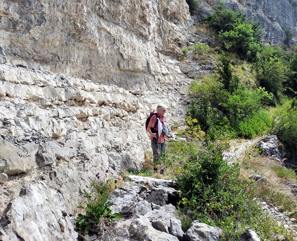 Photograph of the remnants of a rockfall on the Sentier Facteur