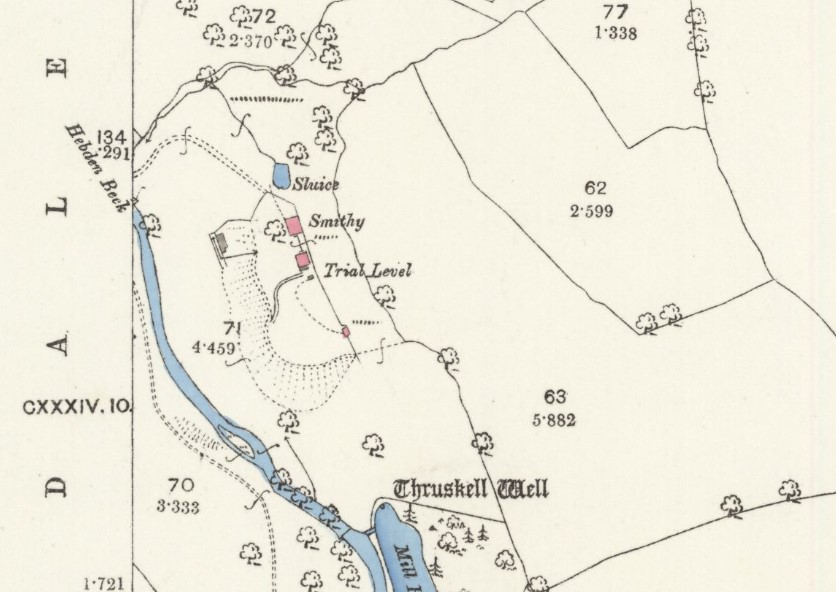 Extract from the 1890 25 inch OS map showing the vicinity of the mine